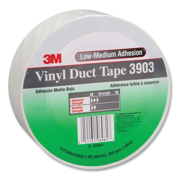 3M 3903 Vinyl Duct Tape, 2" x 50 yds, White 3903WH24
